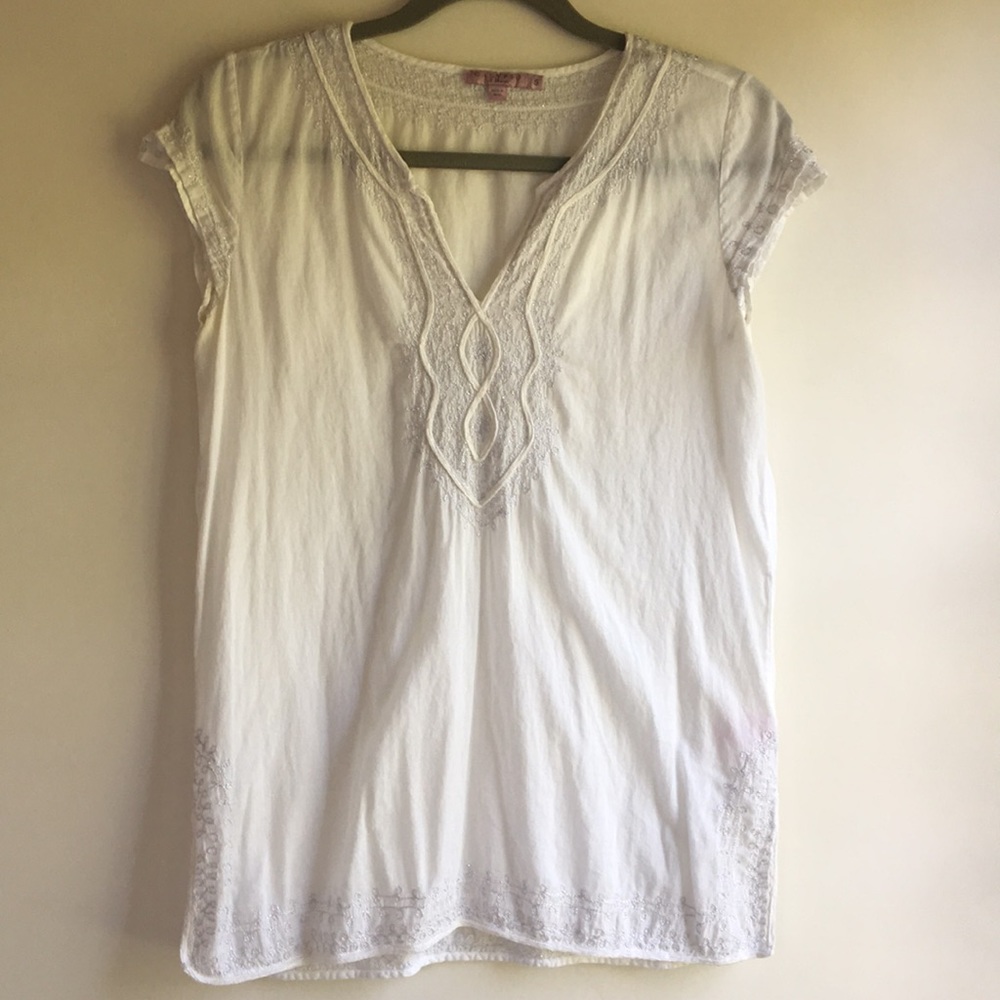 Calypso St. Barth Embroidered Cotton Voile Top